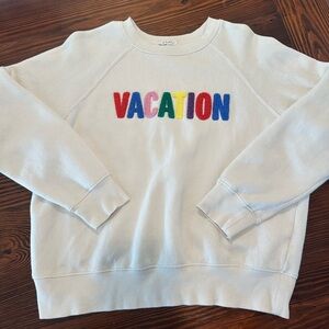 Z Supply White 'VACATION' Crewneck Sweatshirt with Multicolor Lettering